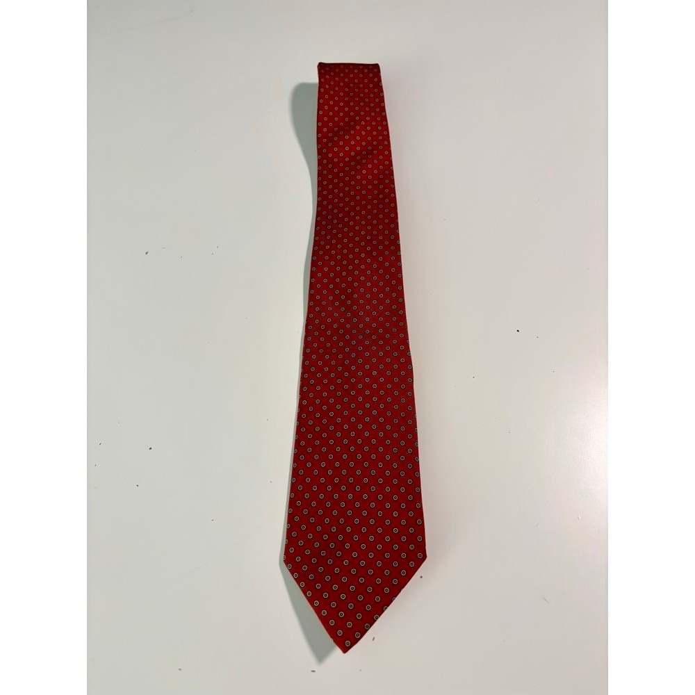 Vintage‎ Tom James Mens Silk Tie Red Geometric Medallion 56 In. Dapper Sartorial